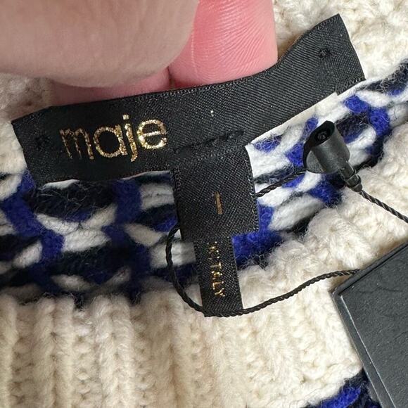 NWT | Maje | Fancy Geo-Pattern Sweater | Blue | Size 1 | Small - Picture 10 of 16